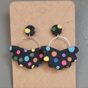 Black Polkadot Clay Post Earrings
